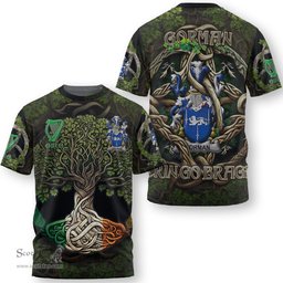 ScotsTee Shop Irish Gorman or McGorman Coat of Arms Irish T Shirt Family Crest Irish Is My Root T Shirt