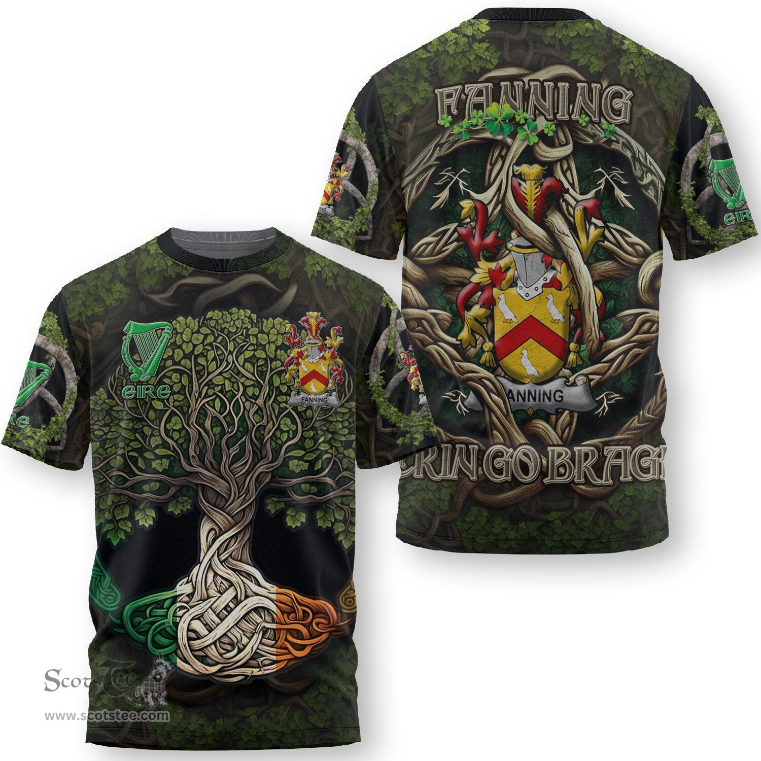 ScotsTee Shop Irish Fanning Coat of Arms Irish T Shirt Family Crest Irish Is My Root T Shirt