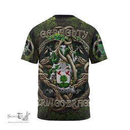 ScotsTee Shop Irish Geraghty or McGarrity Coat of Arms Irish T Shirt Family Crest Irish Is My Root T Shirt