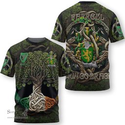 ScotsTee Shop Irish Farrell or O Ferrell Coat of Arms Irish T Shirt Family Crest Irish Is My Root T Shirt