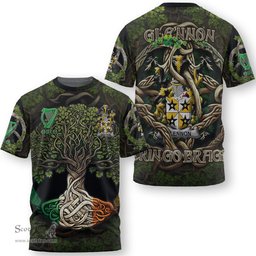 ScotsTee Shop Irish Glennon or Glenane Coat of Arms Irish T Shirt Family Crest Irish Is My Root T Shirt