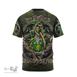 ScotsTee Shop Irish McManus Coat of Arms Irish T Shirt Family Crest Irish Is My Root T Shirt