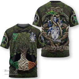 ScotsTee Shop Irish Hanna or O Hanna Coat of Arms Irish T Shirt Family Crest Irish Is My Root T Shirt