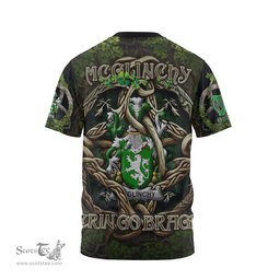 ScotsTee Shop Irish McGlinchy or McGlinchey Coat of Arms Irish T Shirt Family Crest Irish Is My Root T Shirt