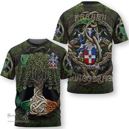ScotsTee Shop Irish Keenan or O Kinahan Coat of Arms Irish T Shirt Family Crest Irish Is My Root T Shirt