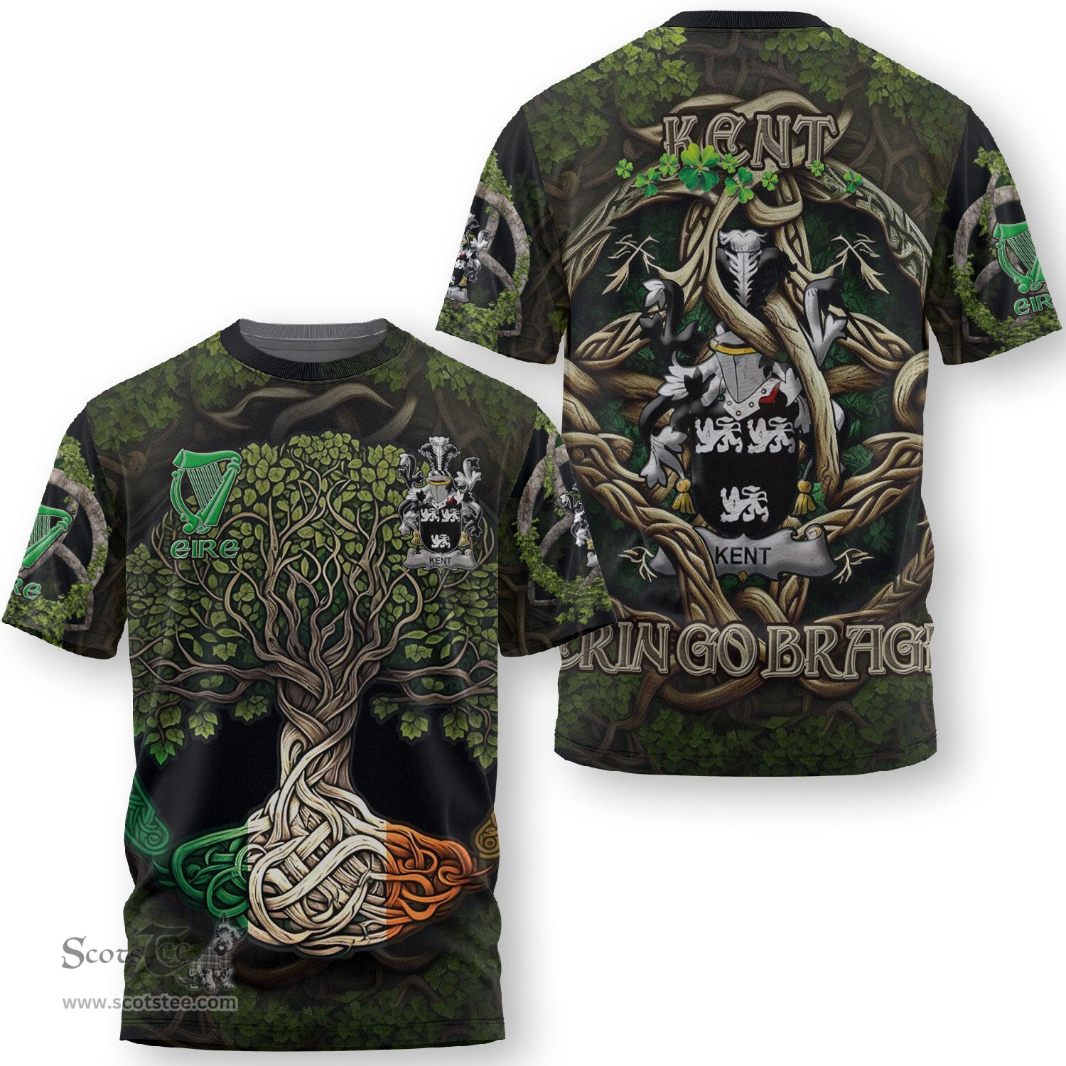ScotsTee Shop Irish Kent Coat of Arms Irish T Shirt Family Crest Irish Is My Root T Shirt