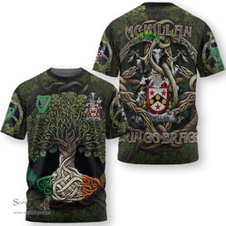 ScotsTee Shop Irish McMillan Coat of Arms Irish T Shirt Family Crest Irish Is My Root T Shirt