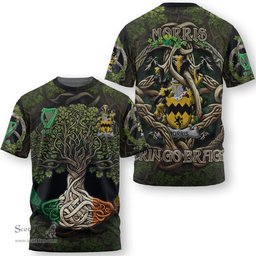 ScotsTee Shop Irish Morris Coat of Arms Irish T Shirt Family Crest Irish Is My Root T Shirt