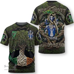 ScotsTee Shop Irish McElligott Coat of Arms Irish T Shirt Family Crest Irish Is My Root T Shirt