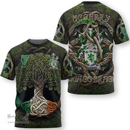 ScotsTee Shop Irish McGarry or Garry Coat of Arms Irish T Shirt Family Crest Irish Is My Root T Shirt
