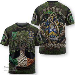 ScotsTee Shop Irish Mackey Coat of Arms Irish T Shirt Family Crest Irish Is My Root T Shirt