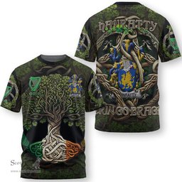 ScotsTee Shop Irish Hanratty or O Hanraghty Coat of Arms Irish T Shirt Family Crest Irish Is My Root T Shirt