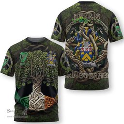 ScotsTee Shop Irish Harris Coat of Arms Irish T Shirt Family Crest Irish Is My Root T Shirt