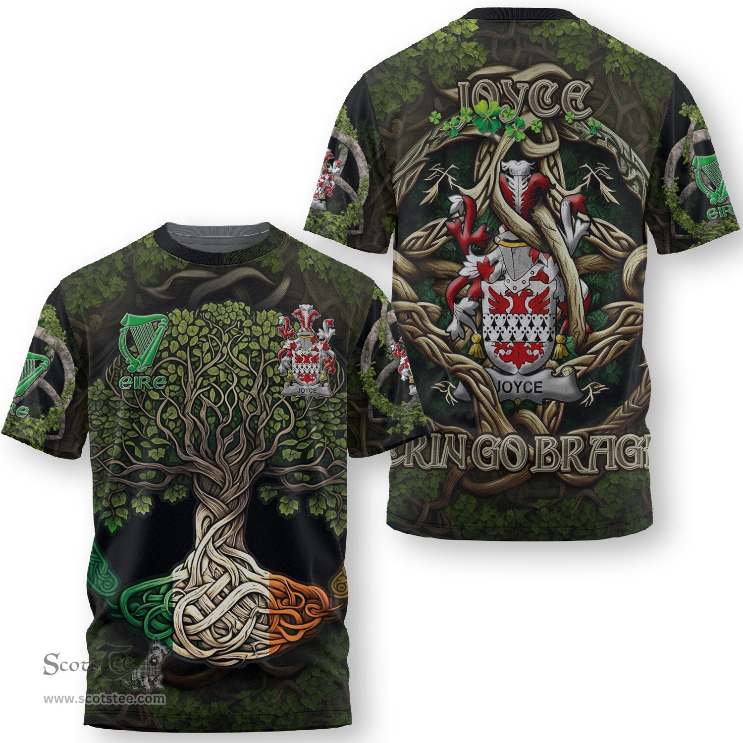 ScotsTee Shop Irish Joyce Coat of Arms Irish T Shirt Family Crest Irish Is My Root T Shirt