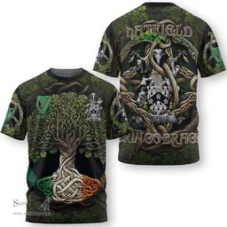 ScotsTee Shop Irish Hatfield Coat of Arms Irish T Shirt Family Crest Irish Is My Root T Shirt