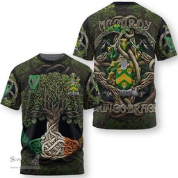 ScotsTee Shop Irish McCurdy or Curdy Coat of Arms Irish T Shirt Family Crest Irish Is My Root T Shirt
