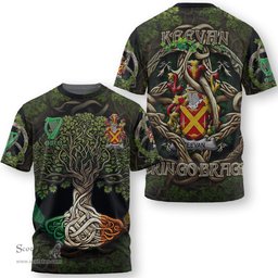ScotsTee Shop Irish Keevan or O Kevane Coat of Arms Irish T Shirt Family Crest Irish Is My Root T Shirt