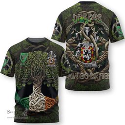 ScotsTee Shop Irish Harper Coat of Arms Irish T Shirt Family Crest Irish Is My Root T Shirt
