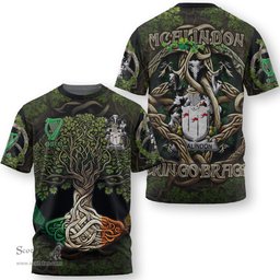 ScotsTee Shop Irish McAlindon or McAlindem Coat of Arms Irish T Shirt Family Crest Irish Is My Root T Shirt
