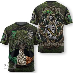 ScotsTee Shop Irish Lawson Coat of Arms Irish T Shirt Family Crest Irish Is My Root T Shirt