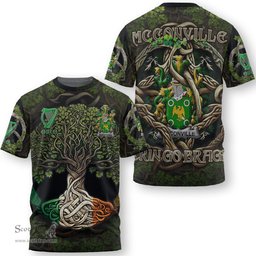 ScotsTee Shop Irish McConville Coat of Arms Irish T Shirt Family Crest Irish Is My Root T Shirt