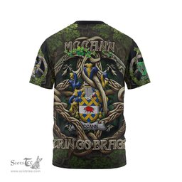 ScotsTee Shop Irish McCann Coat of Arms Irish T Shirt Family Crest Irish Is My Root T Shirt