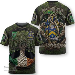 ScotsTee Shop Irish Monahan or O Monaghan Coat of Arms Irish T Shirt Family Crest Irish Is My Root T Shirt