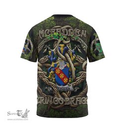 ScotsTee Shop Irish McFadden or McFadyen Coat of Arms Irish T Shirt Family Crest Irish Is My Root T Shirt