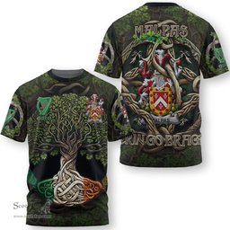 ScotsTee Shop Irish Malpas Coat of Arms Irish T Shirt Family Crest Irish Is My Root T Shirt