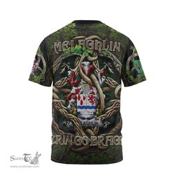 ScotsTee Shop Irish Melaghlin or O Melaghlin Coat of Arms Irish T Shirt Family Crest Irish Is My Root T Shirt