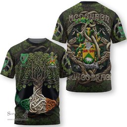 ScotsTee Shop Irish McDonagh or McDonogh Coat of Arms Irish T Shirt Family Crest Irish Is My Root T Shirt