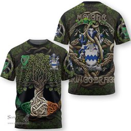ScotsTee Shop Irish Meighe Coat of Arms Irish T Shirt Family Crest Irish Is My Root T Shirt