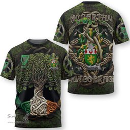 ScotsTee Shop Irish McCartan Coat of Arms Irish T Shirt Family Crest Irish Is My Root T Shirt