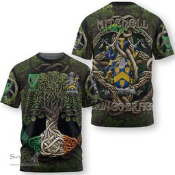 ScotsTee Shop Irish Mitchell Coat of Arms Irish T Shirt Family Crest Irish Is My Root T Shirt