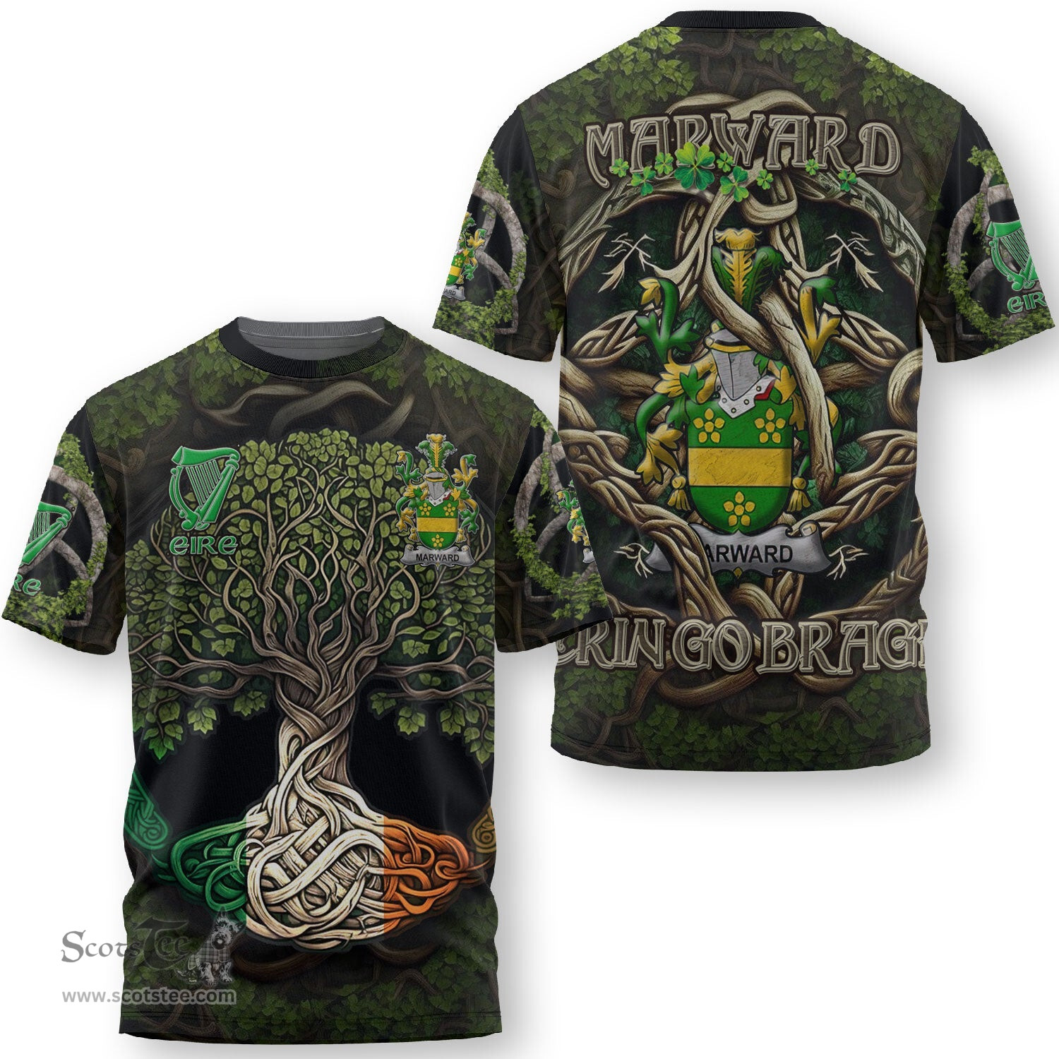 ScotsTee Shop Irish Marward Coat of Arms Irish T Shirt Family Crest Irish Is My Root T Shirt