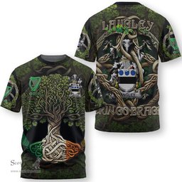 ScotsTee Shop Irish Langley Coat of Arms Irish T Shirt Family Crest Irish Is My Root T Shirt