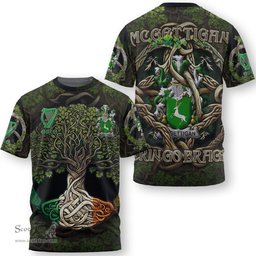 ScotsTee Shop Irish McGettigan or Gethin Coat of Arms Irish T Shirt Family Crest Irish Is My Root T Shirt