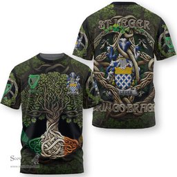 ScotsTee Shop Irish St Leger Coat of Arms Irish T Shirt Family Crest Irish Is My Root T Shirt