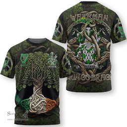 ScotsTee Shop Irish Wakeman Coat of Arms Irish T Shirt Family Crest Irish Is My Root T Shirt