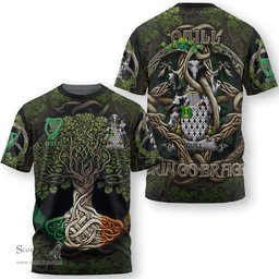 ScotsTee Shop Irish Quill Coat of Arms Irish T Shirt Family Crest Irish Is My Root T Shirt