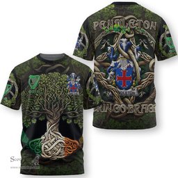 ScotsTee Shop Irish Pendleton Coat of Arms Irish T Shirt Family Crest Irish Is My Root T Shirt