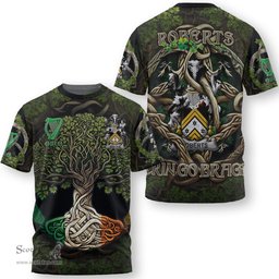 ScotsTee Shop Irish Roberts Coat of Arms Irish T Shirt Family Crest Irish Is My Root T Shirt