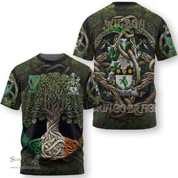 ScotsTee Shop Irish Wilson Coat of Arms Irish T Shirt Family Crest Irish Is My Root T Shirt