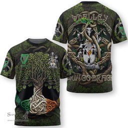 ScotsTee Shop Irish Whalley Coat of Arms Irish T Shirt Family Crest Irish Is My Root T Shirt