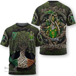 ScotsTee Shop Irish Reynolds or McRannell Coat of Arms Irish T Shirt Family Crest Irish Is My Root T Shirt