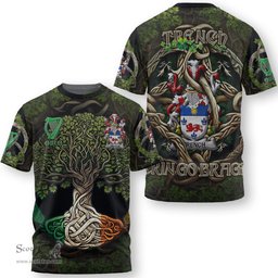 ScotsTee Shop Irish Trench Coat of Arms Irish T Shirt Family Crest Irish Is My Root T Shirt