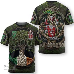 ScotsTee Shop Irish Stack Coat of Arms Irish T Shirt Family Crest Irish Is My Root T Shirt