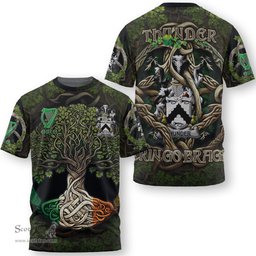 ScotsTee Shop Irish Thunder Coat of Arms Irish T Shirt Family Crest Irish Is My Root T Shirt