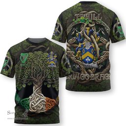 ScotsTee Shop Irish Traill or Trayle Coat of Arms Irish T Shirt Family Crest Irish Is My Root T Shirt