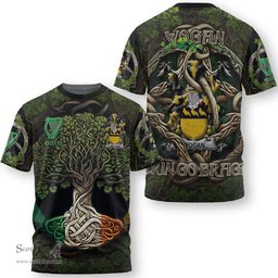 ScotsTee Shop Irish Wogan Coat of Arms Irish T Shirt Family Crest Irish Is My Root T Shirt
